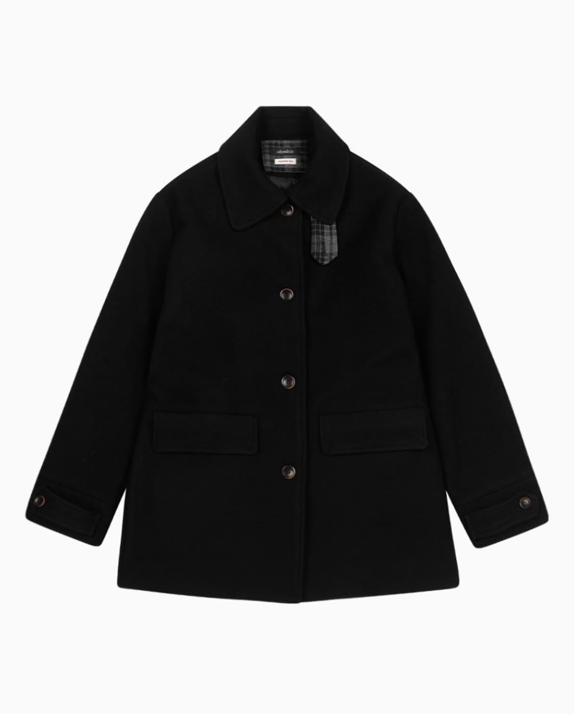 오헤시오 check half wool coat black 하프 울 코트 상품이미지2