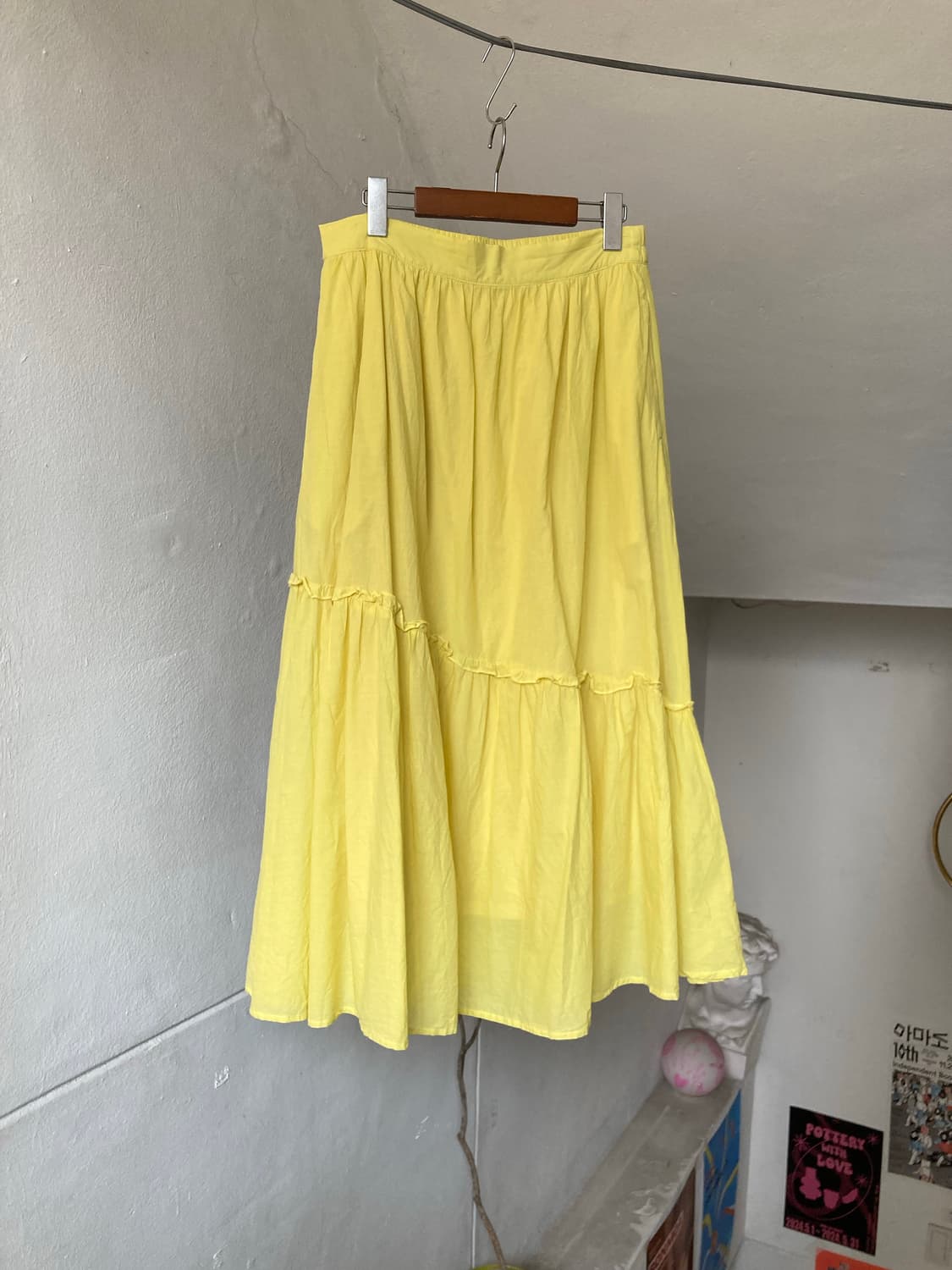 코튼 100 병아리 롱 스커트 상품이미지1