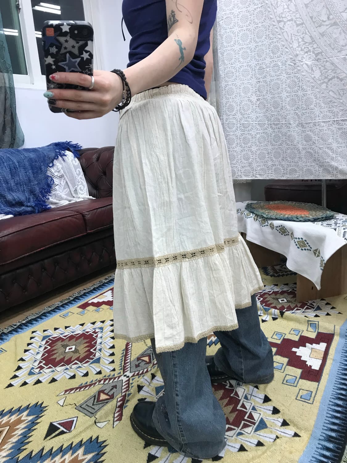 제페니즈 빈티지 여성 디테일 미디스커트  상품이미지2