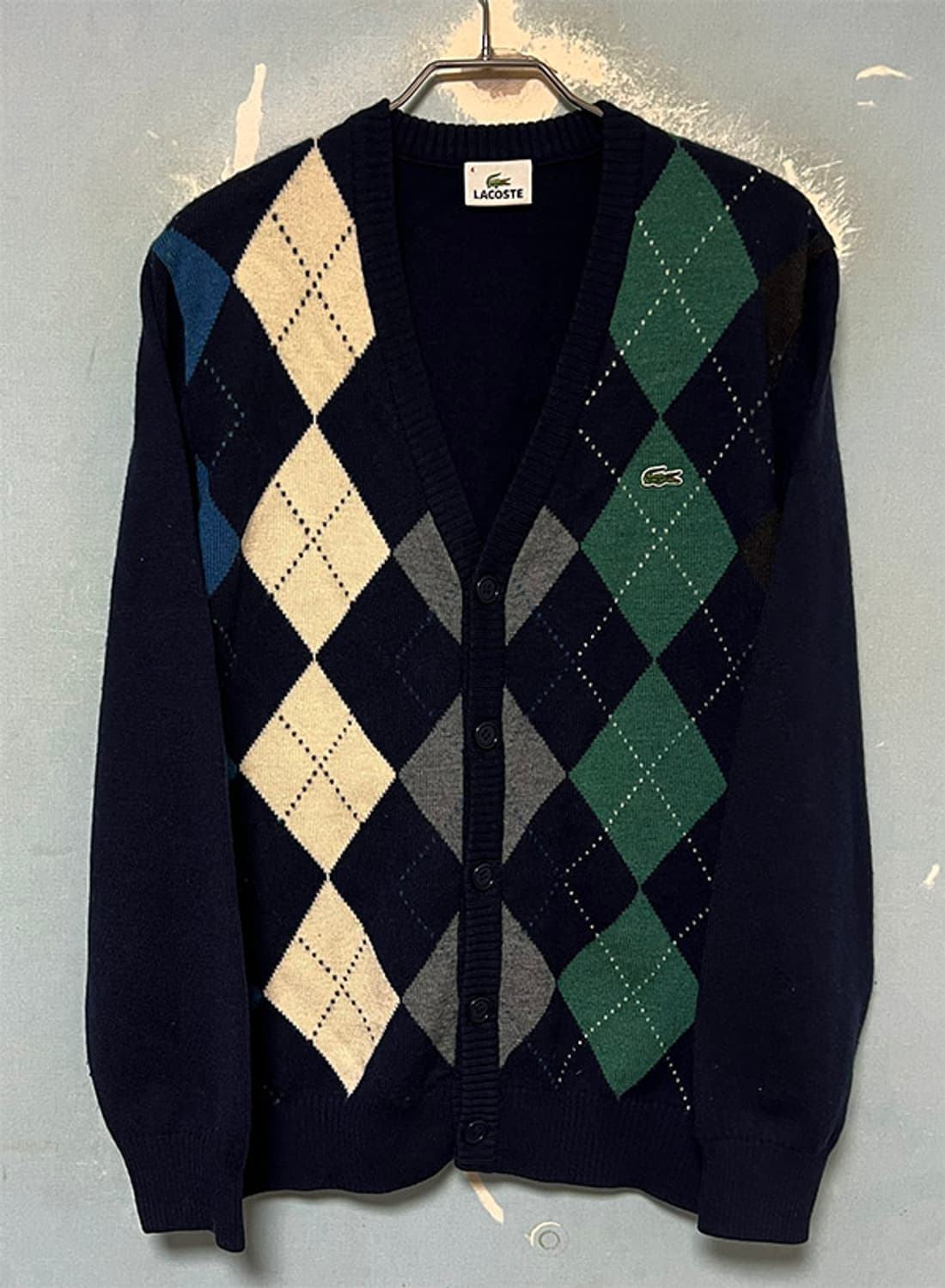 라코스테 남자 아가일 가디건 울 캐주얼 L 95-100 상품이미지1