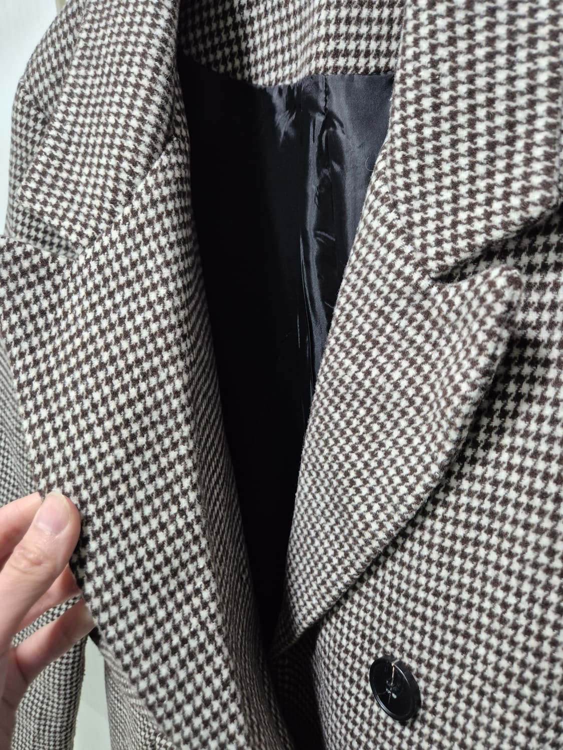 빈티지 하운드투스 체크 더블 코트 브라운 상품이미지6