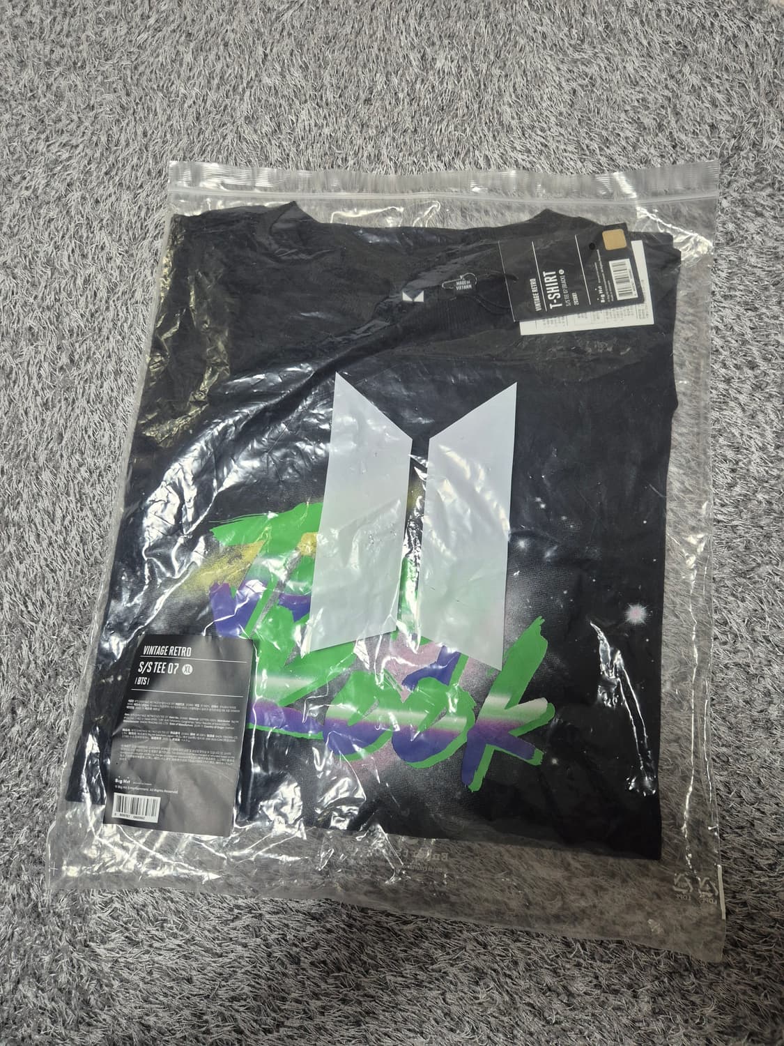 [새상품]BTS 정국 빈티지 레트로 반팔 티셔츠 XL 상품이미지1