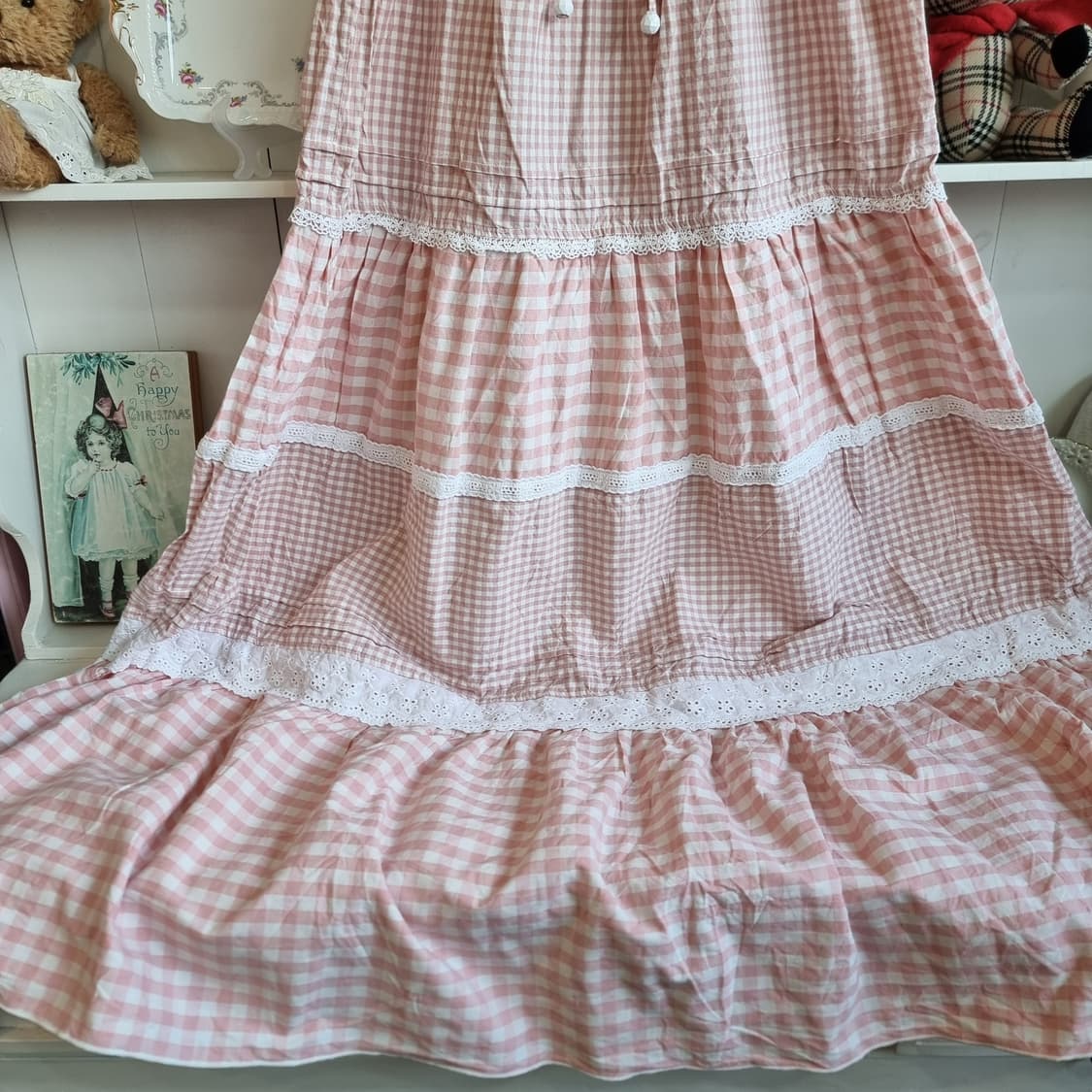 리즈리사 딸기우유 깅엄체크롱원피스 상품이미지3