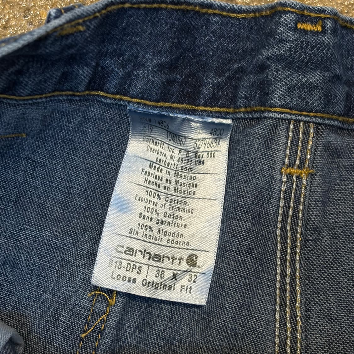 00s USA 빈티지 칼하트 싱글니 더블니 워크 데님팬츠 청바지 상품이미지5