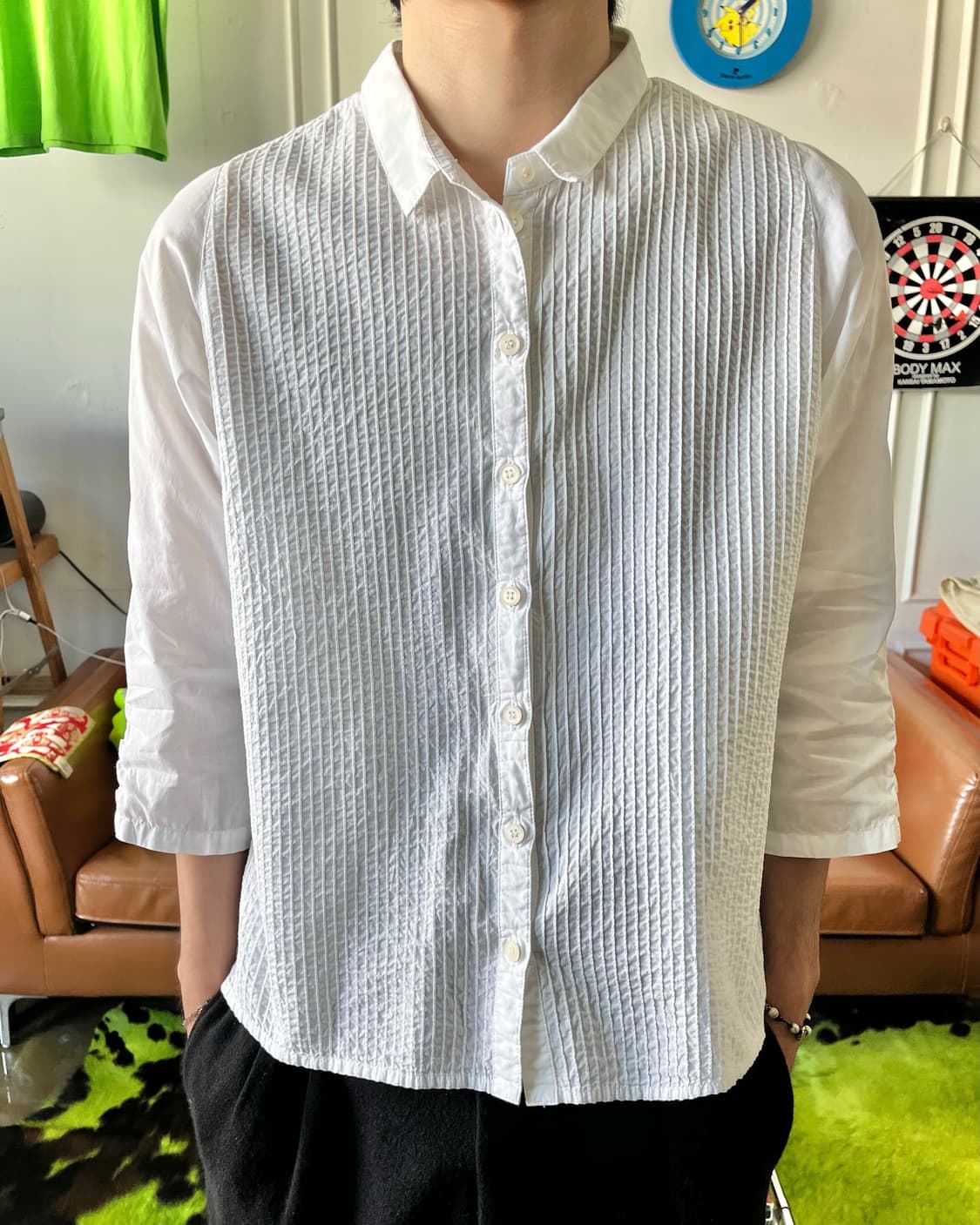 Yacco Maricard Pleats Stitch White Shirt 상품이미지2