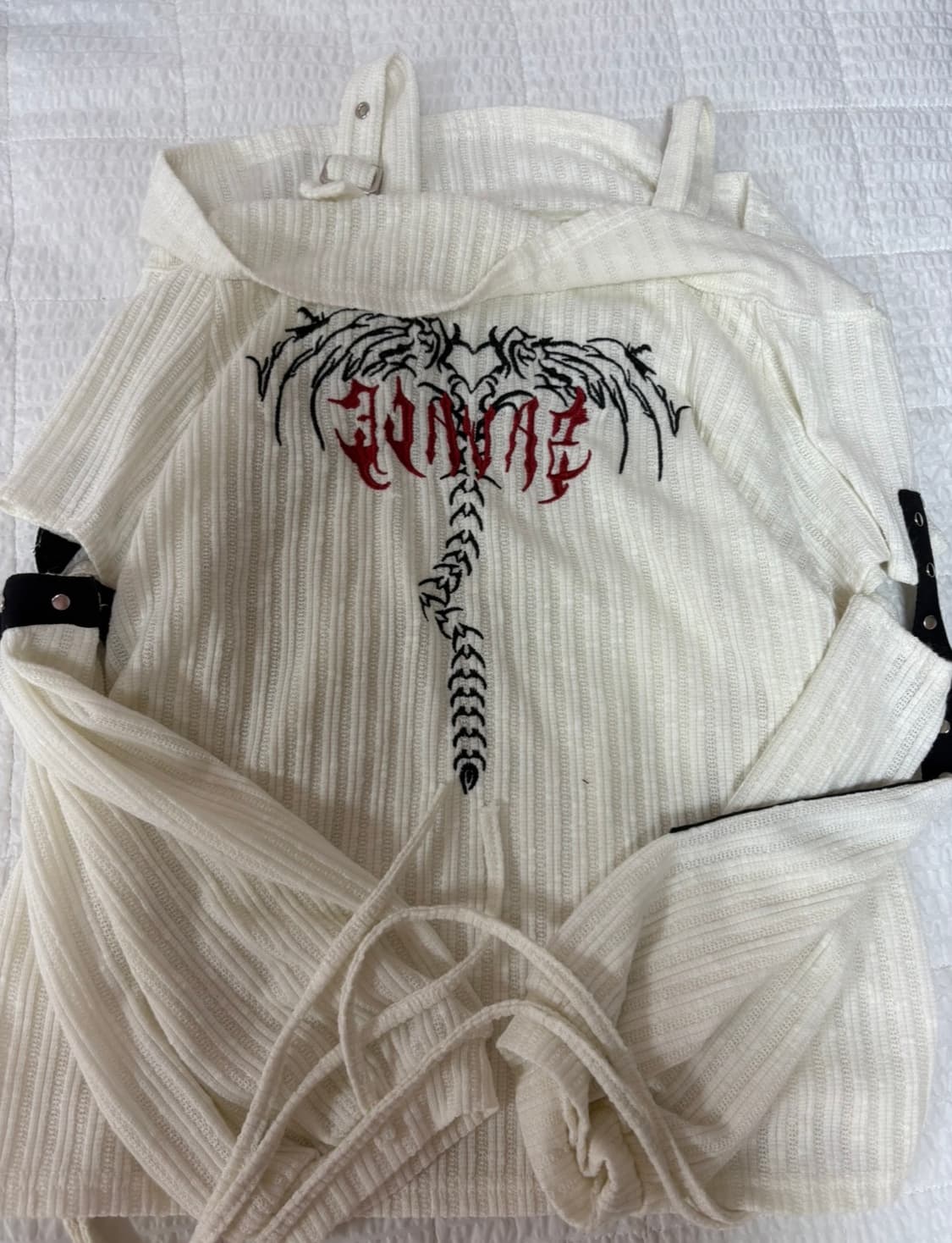 오프숄더 펑크 지뢰계 양산형 니트 고스펑크 상품이미지1