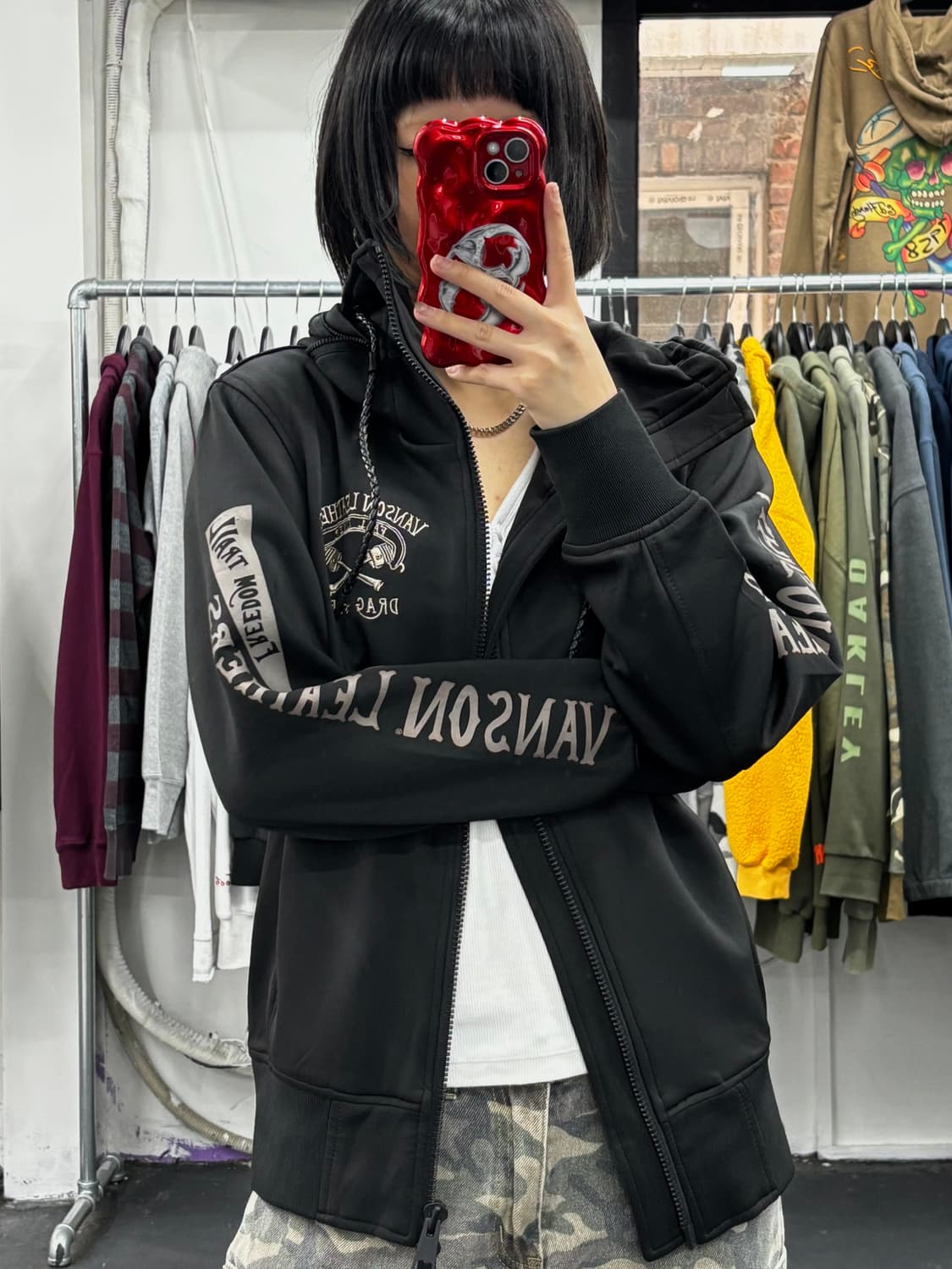 밴슨 레더 하이넥 후드집업 상품이미지1