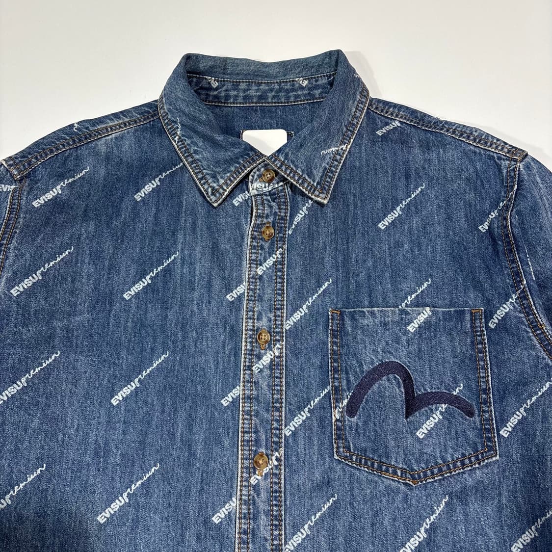 에비수 데님 패턴 셔츠 상품이미지4