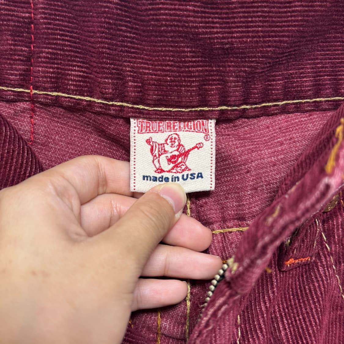 트루릴리젼 코듀로이 로우라이즈 부츠컷팬츠 버건디 상품이미지4