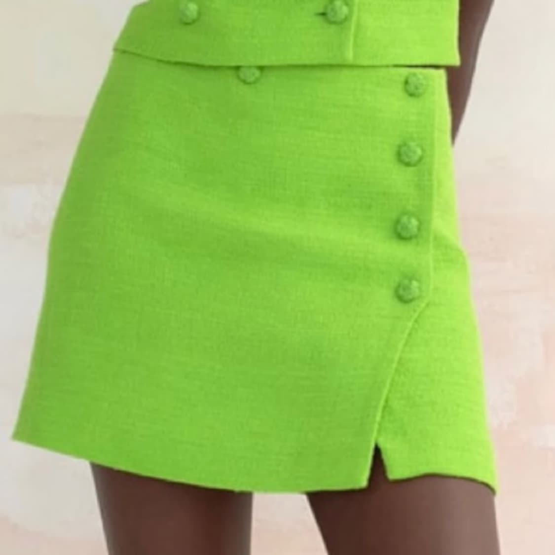 자라 텍스쳐 스커트 네온그린 M 상품이미지5