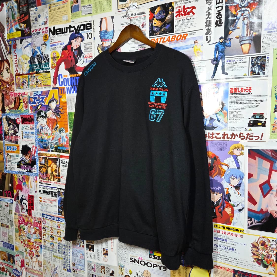 카파 올드스쿨 블루 자수 블랙 맨투맨 상품이미지2