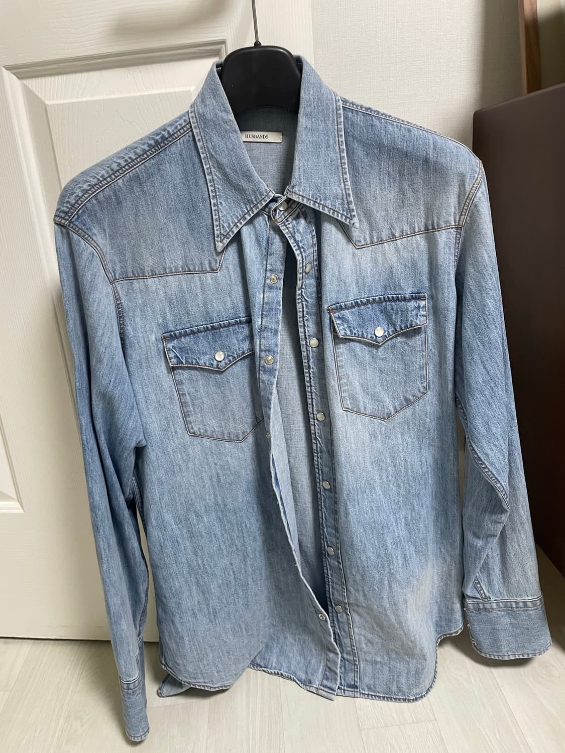 Husbands paris  허즈밴드 셔츠 워시드 라이트 블루 상품이미지1
