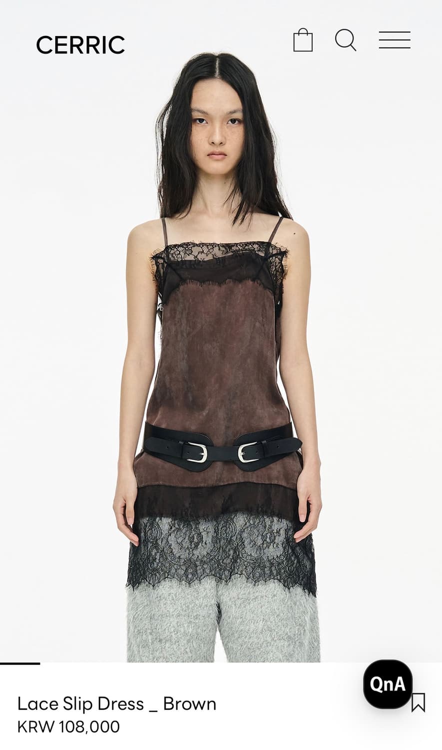 CERRIC Lace Slip Dress Brown 상품이미지1