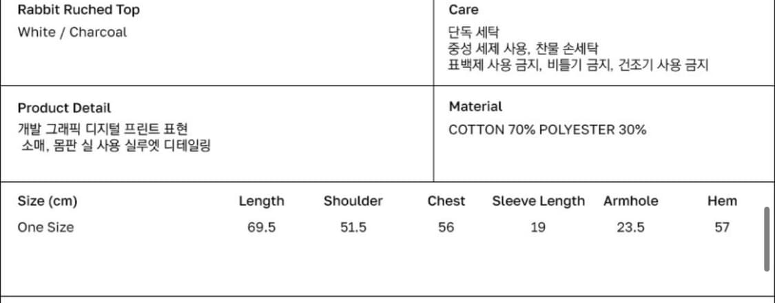 정가68000 타입서비스 래빗 티셔츠 차콜 상품이미지7