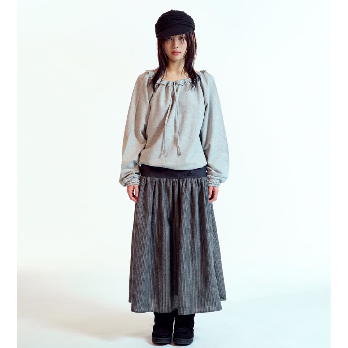 [2] 코이세이오 드로우 스트링 롱슬리브 멜란지그레이 상품이미지2