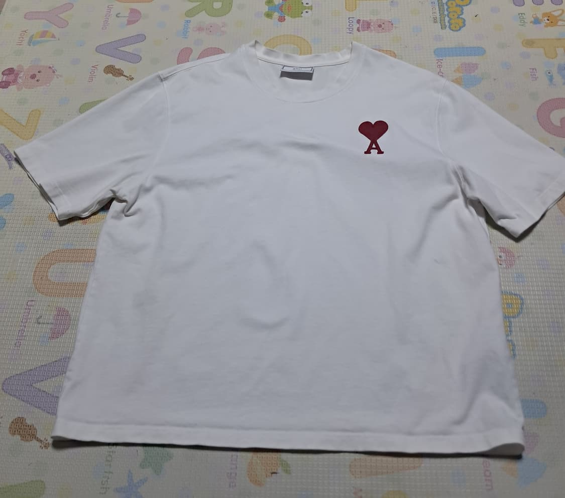 아미 AMI 하트 로고 화이트 반팔티 XL 루즈핏 상품이미지8