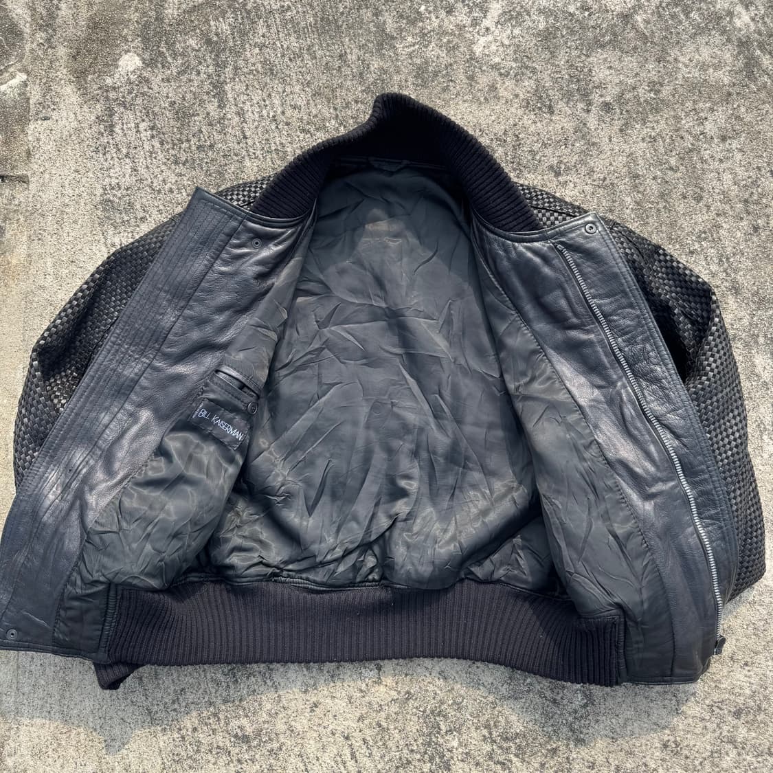 [M~L] Bill Kaiserman 인트레치아토 레더 봄버 자켓 상품이미지2