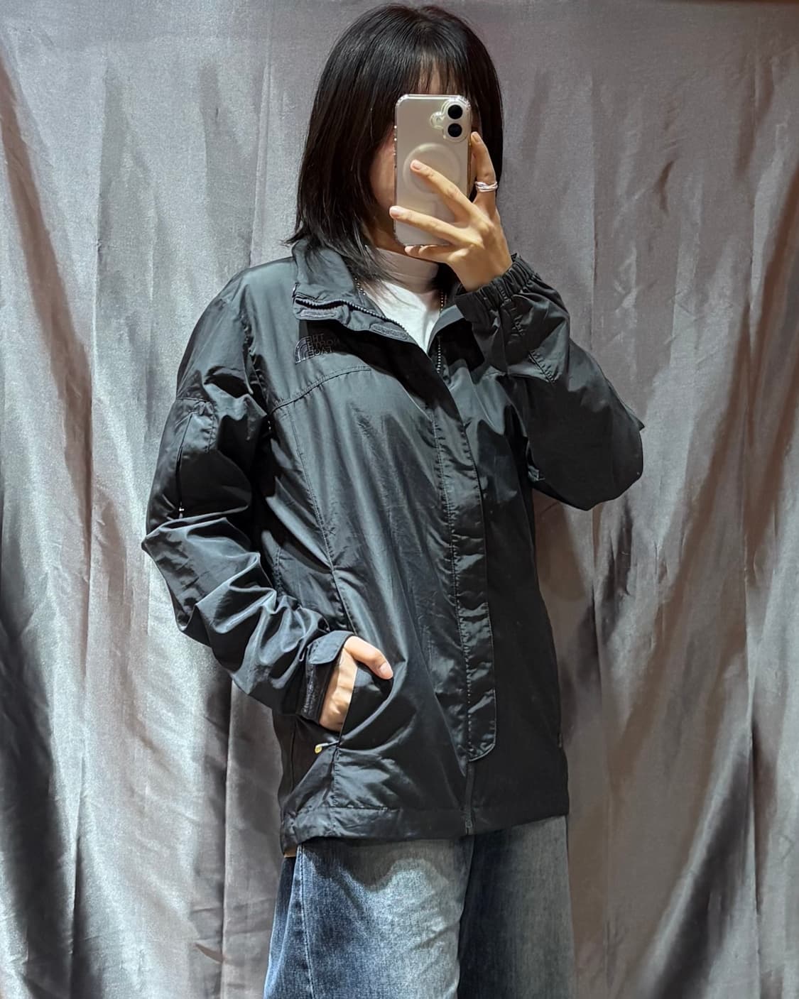 M 노스페이스 히든포켓 다크그레이 바람막이 상품이미지3