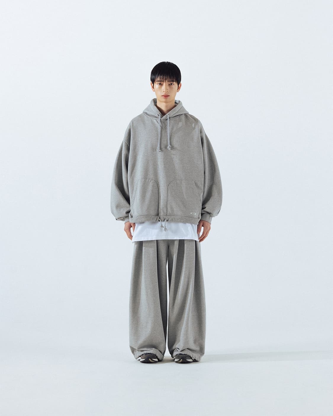 Double Valley Tuck Sweat Hoodie - Melang 상품이미지5