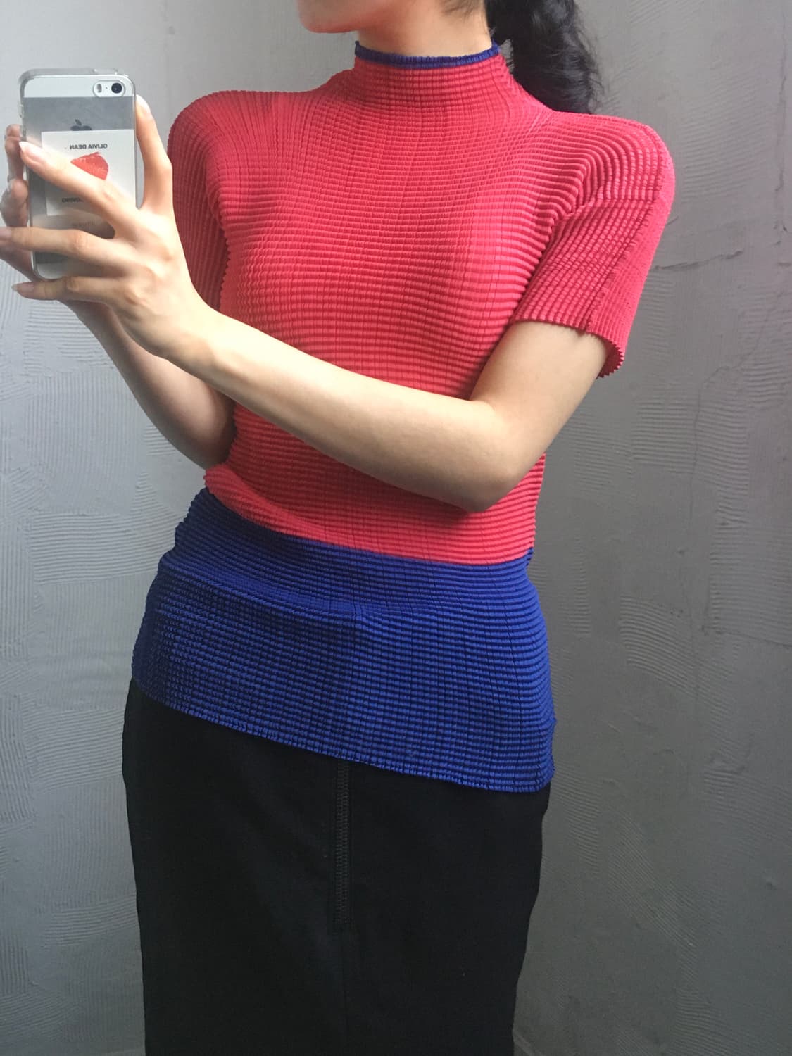 Issey Miyake 이세이미야케 화이트라벨 레드-블루 플리츠 탑 상품이미지2