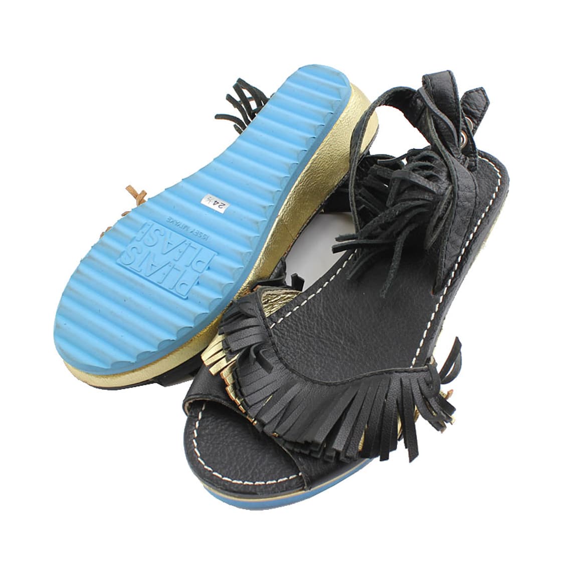 플리츠플리즈 블랙&골드 테슬 앵클스트랩 샌들 240 상품이미지4