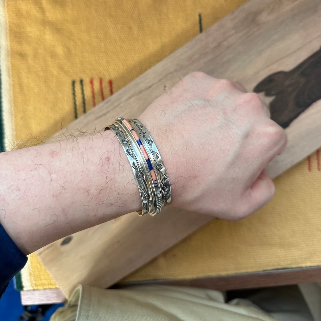 네이티브아메리칸 인디언주얼리 나바호 Rick tolino 인레이 커프 상품이미지10