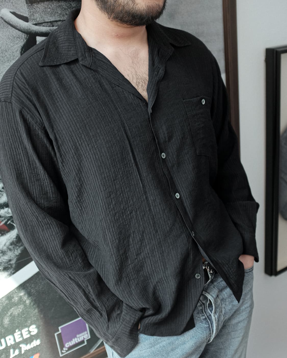 버드노트 파라다이스 로드 레이온 셔츠 블랙 44 상품이미지3