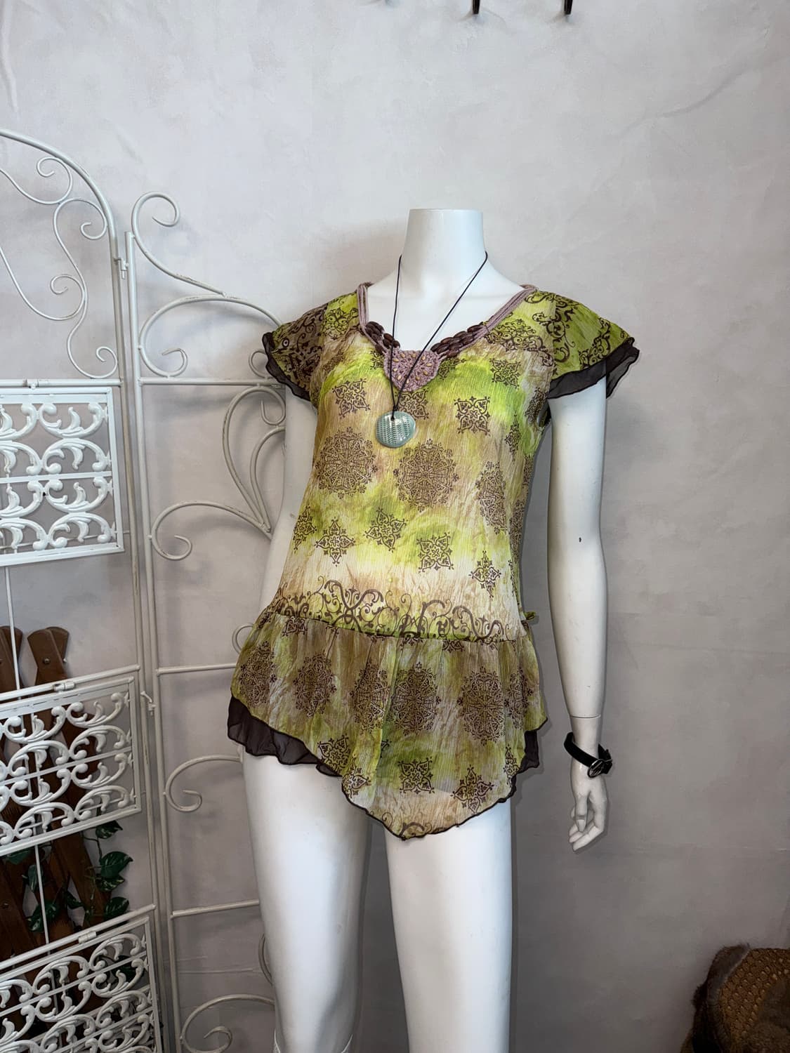 Khaki brown tie dye hippie oriental bl 상품이미지4