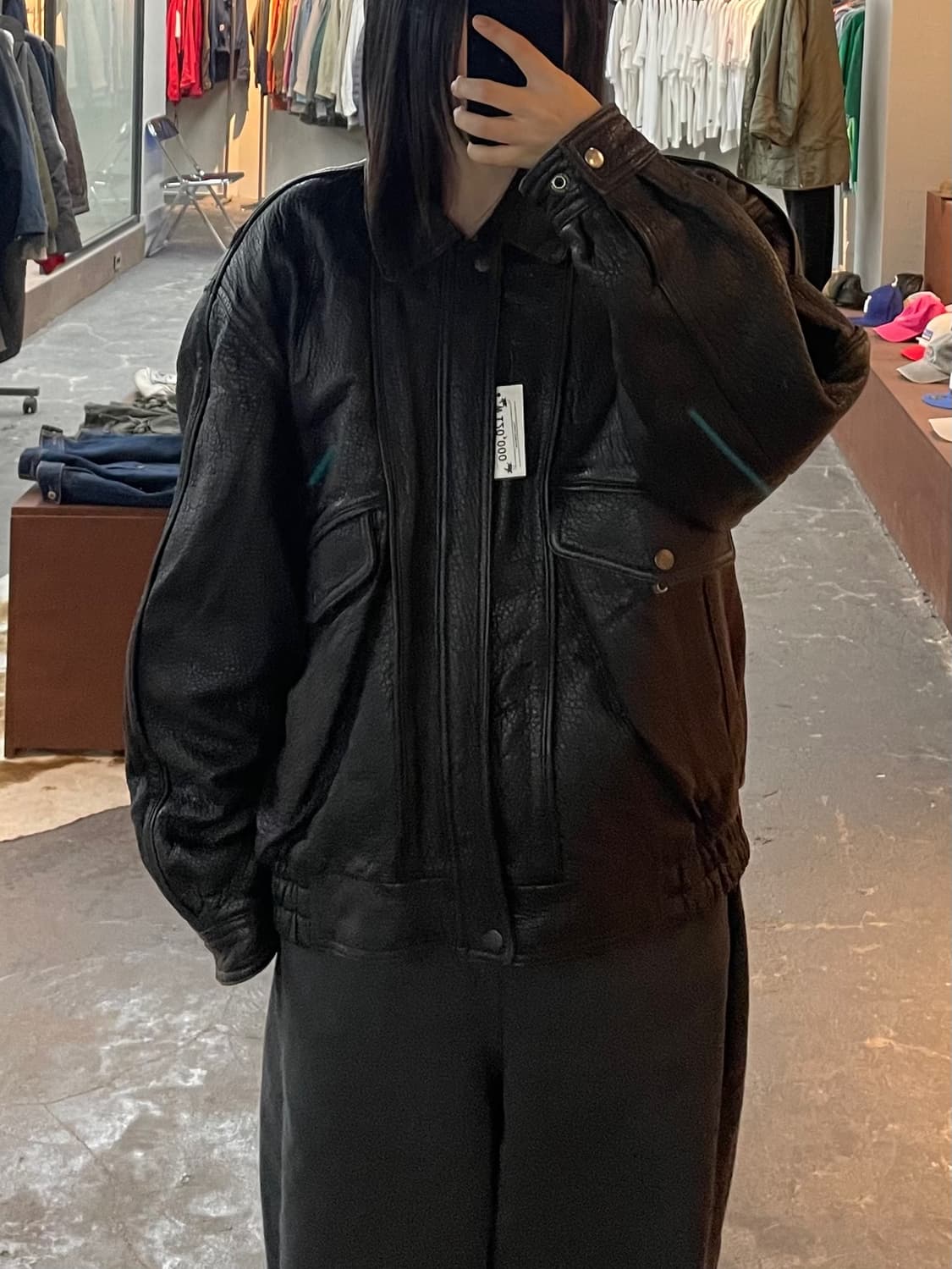 빈티지 블랙 가죽 자켓 H2051 상품이미지1