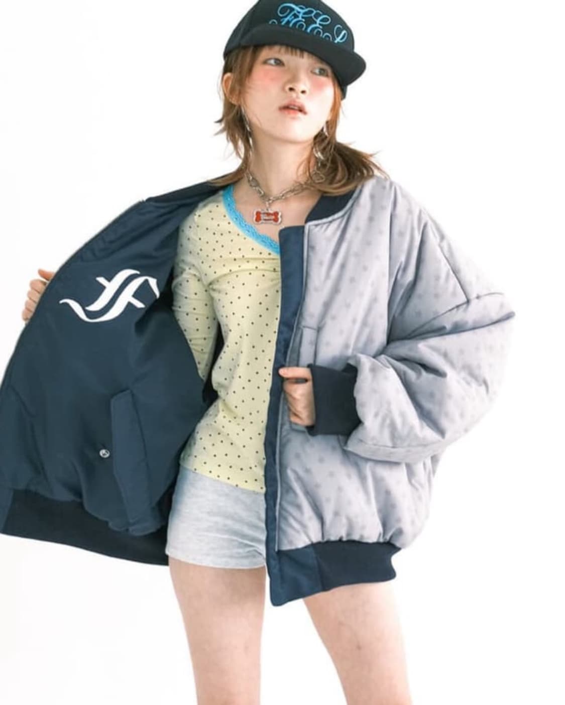샵페어리 봄버 자켓 네이비(실착0회 상품이미지1