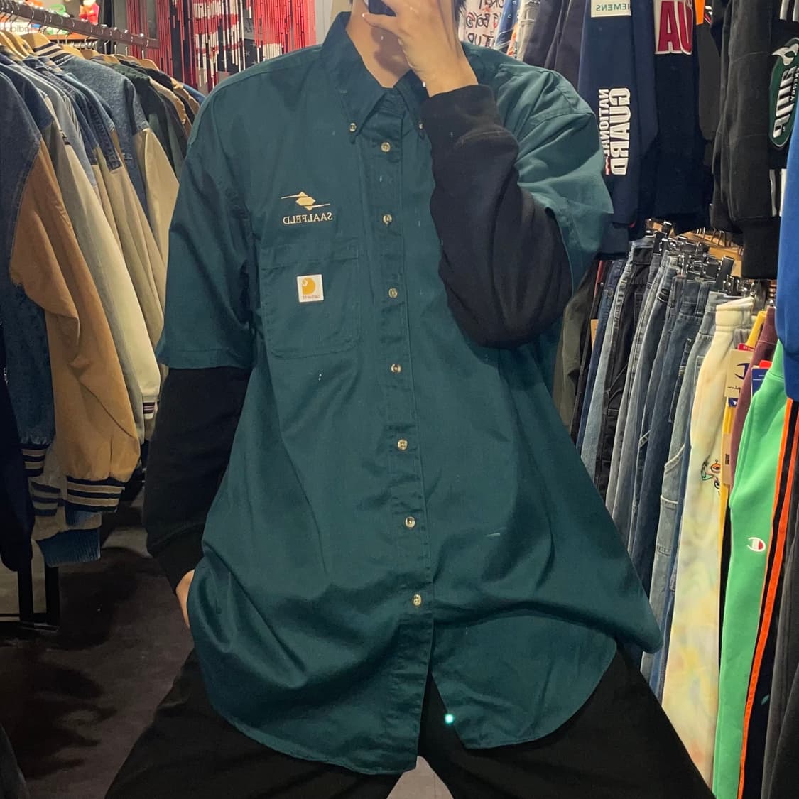 [IM] carhartt 칼하트 그린 반팔셔츠 상품이미지1