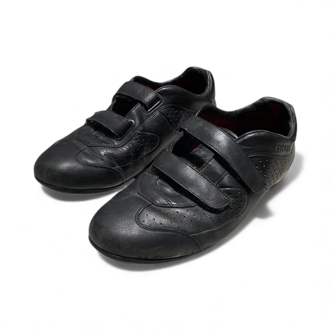 [285] 프라다 스포츠 더블 블랙 레더 로고 스트랩 스니커즈 상품이미지1