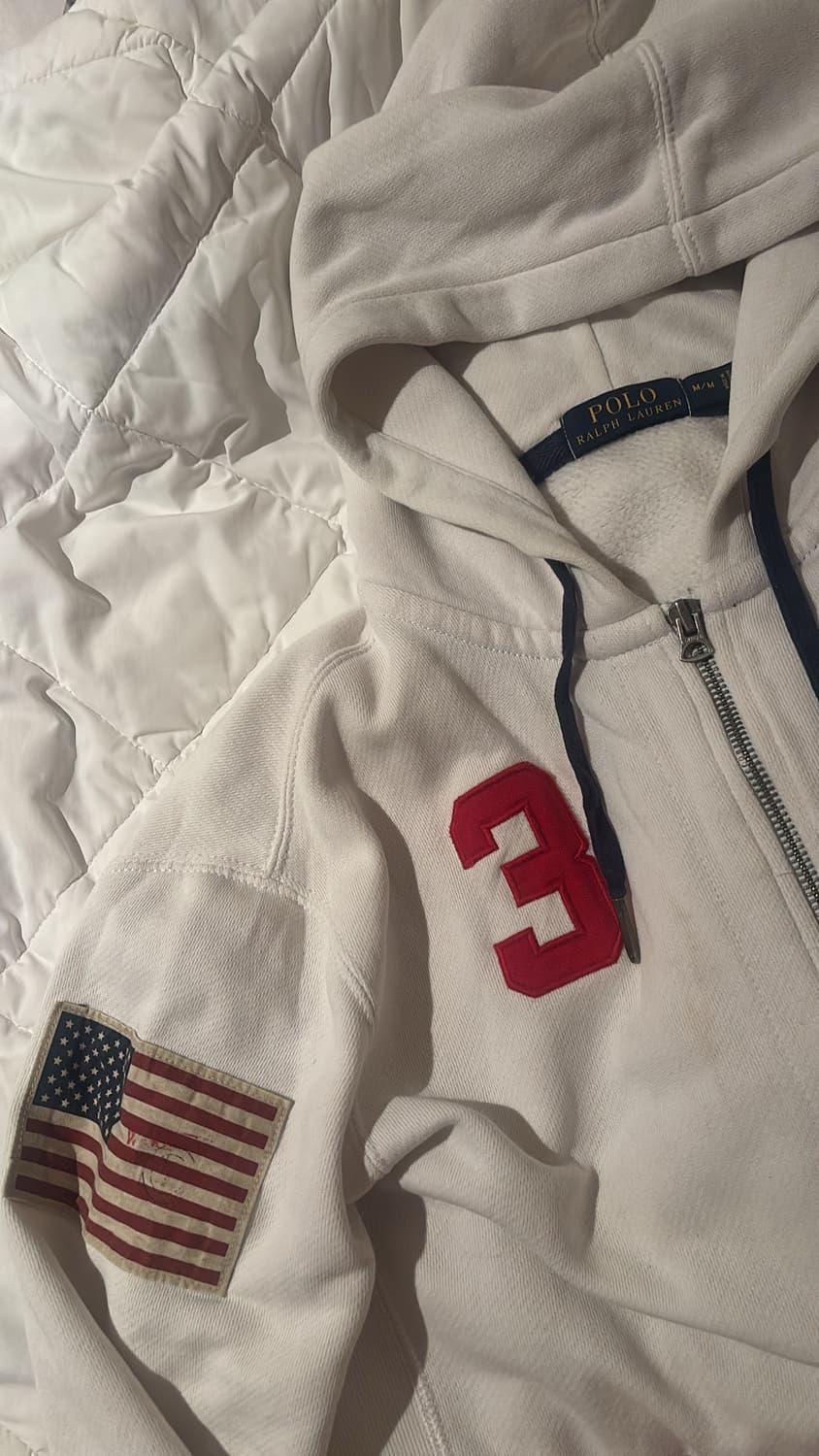 폴로 빅포니 성조기 후드집업 화이트 m 상품이미지2