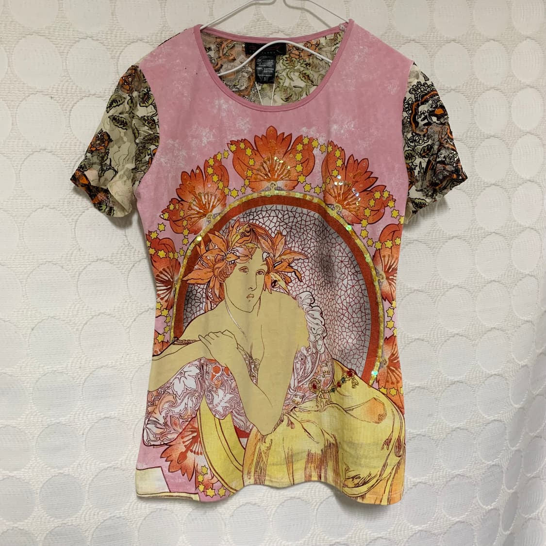 쿠스토 바르셀로나 레이스 패치워크 반팔 티셔츠 상품이미지4