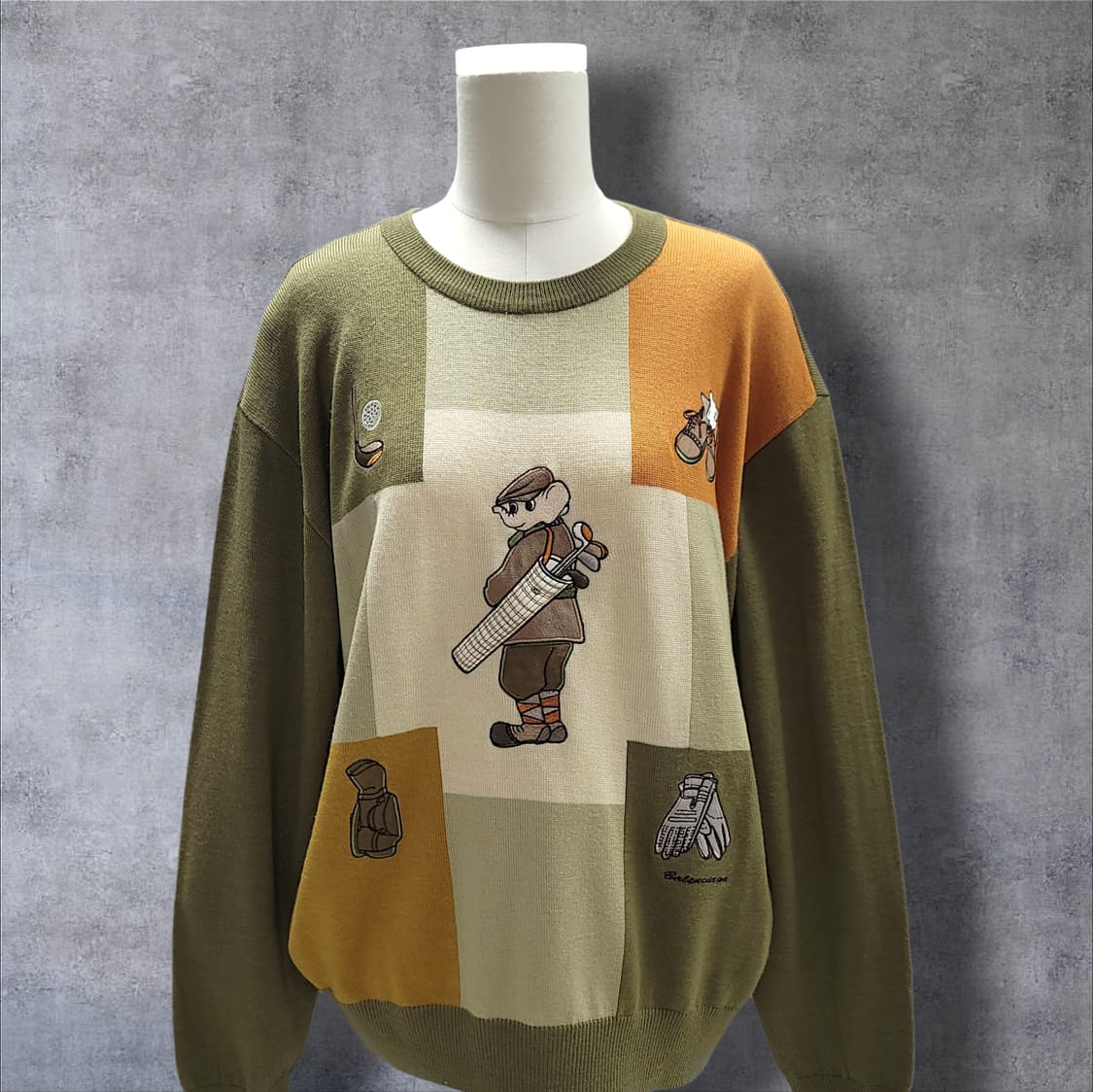 [105] 발렌시아가 골프 브라운 테디 빈티지 자수 니트 상품이미지3