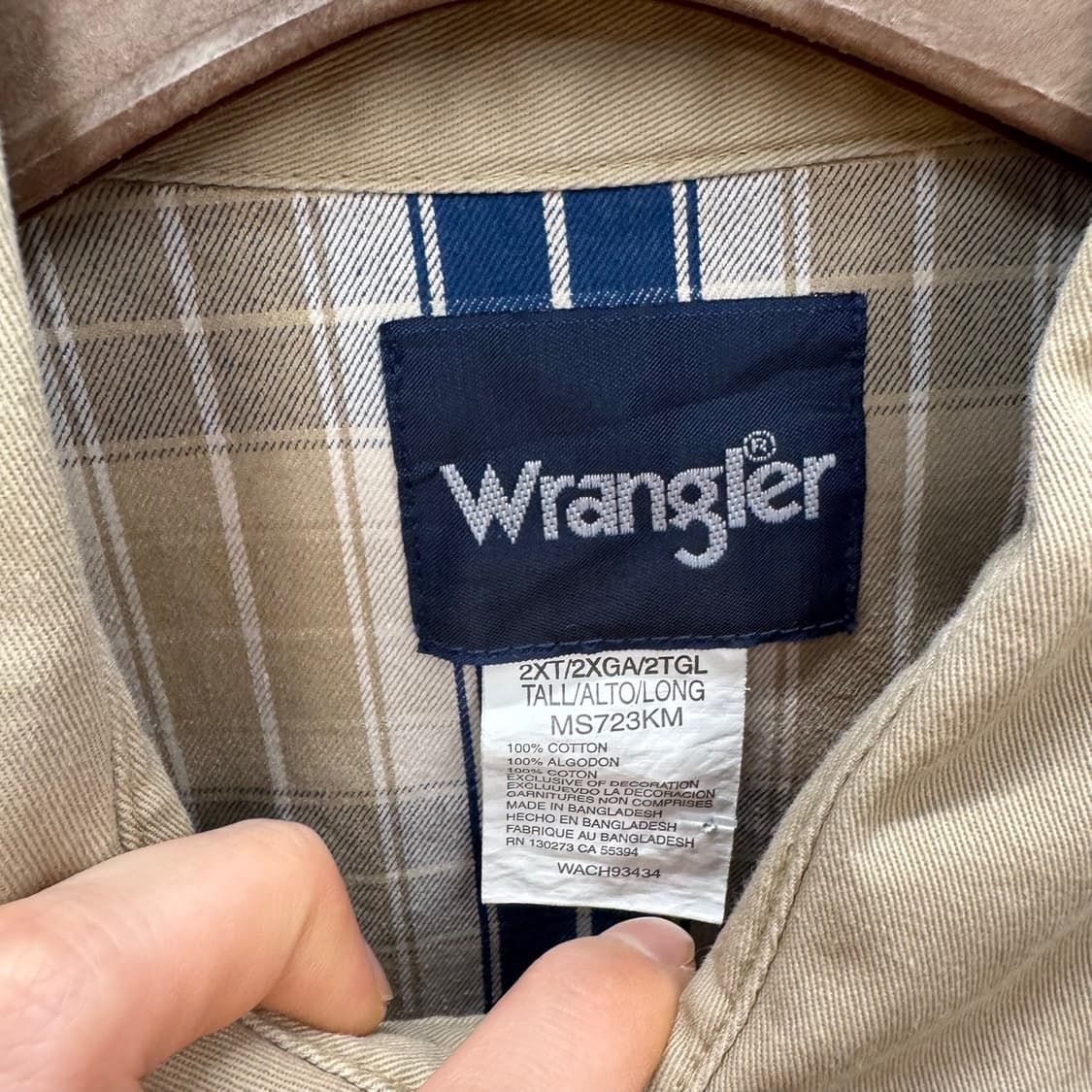 랭글러 플란넬 웨스턴 셔츠 빅 사이즈 체크 패턴 브라운 블루 상품이미지6