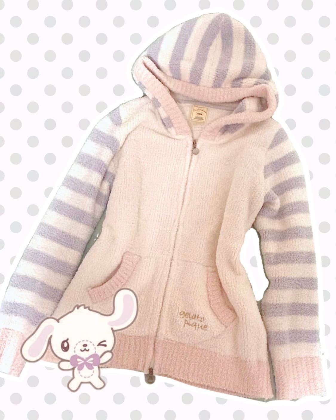 젤라또피케 스트라이프 퍼 후드 집업 상품이미지1