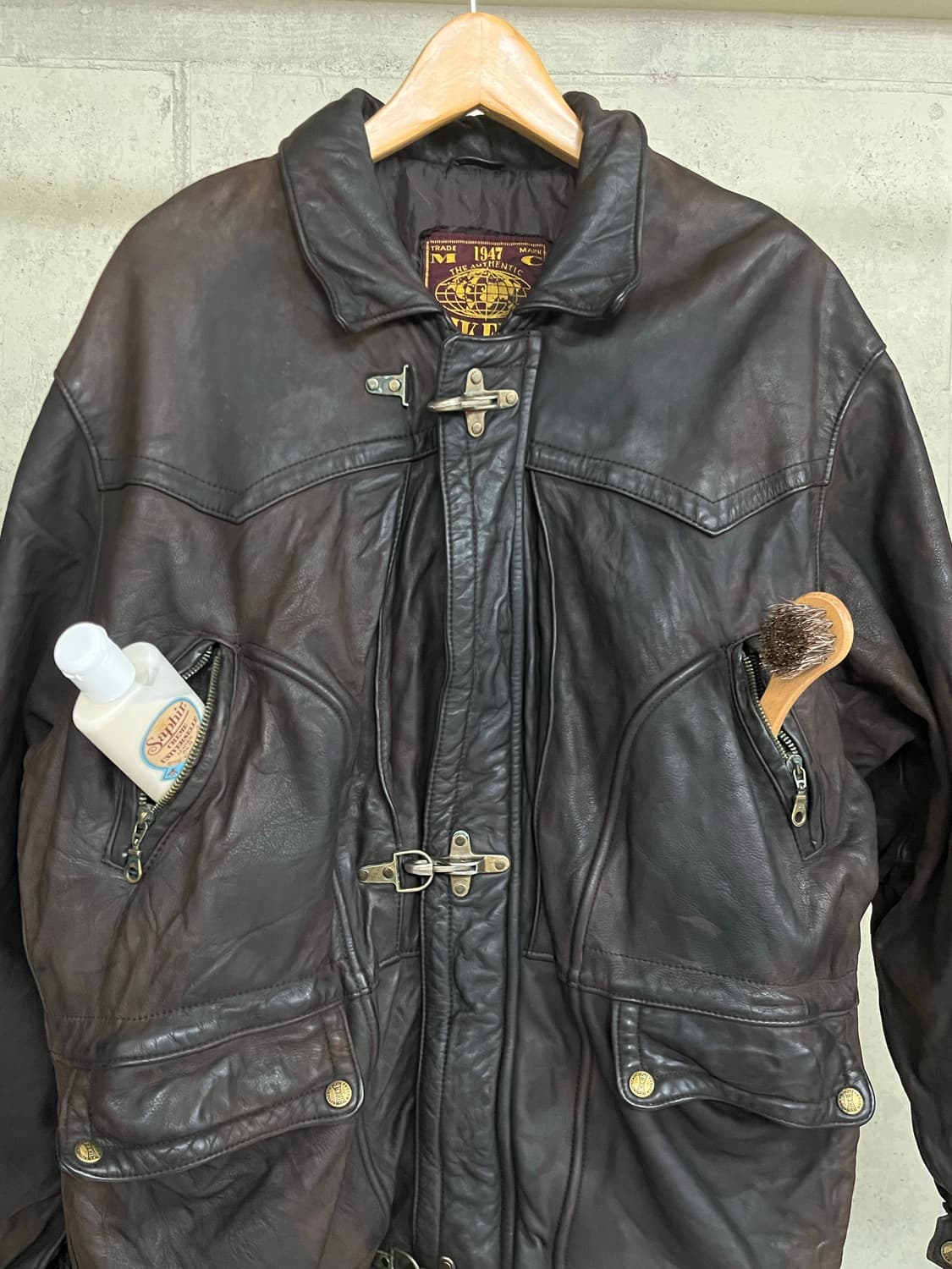 80‘s France Leather Fireman Coat 상품이미지2