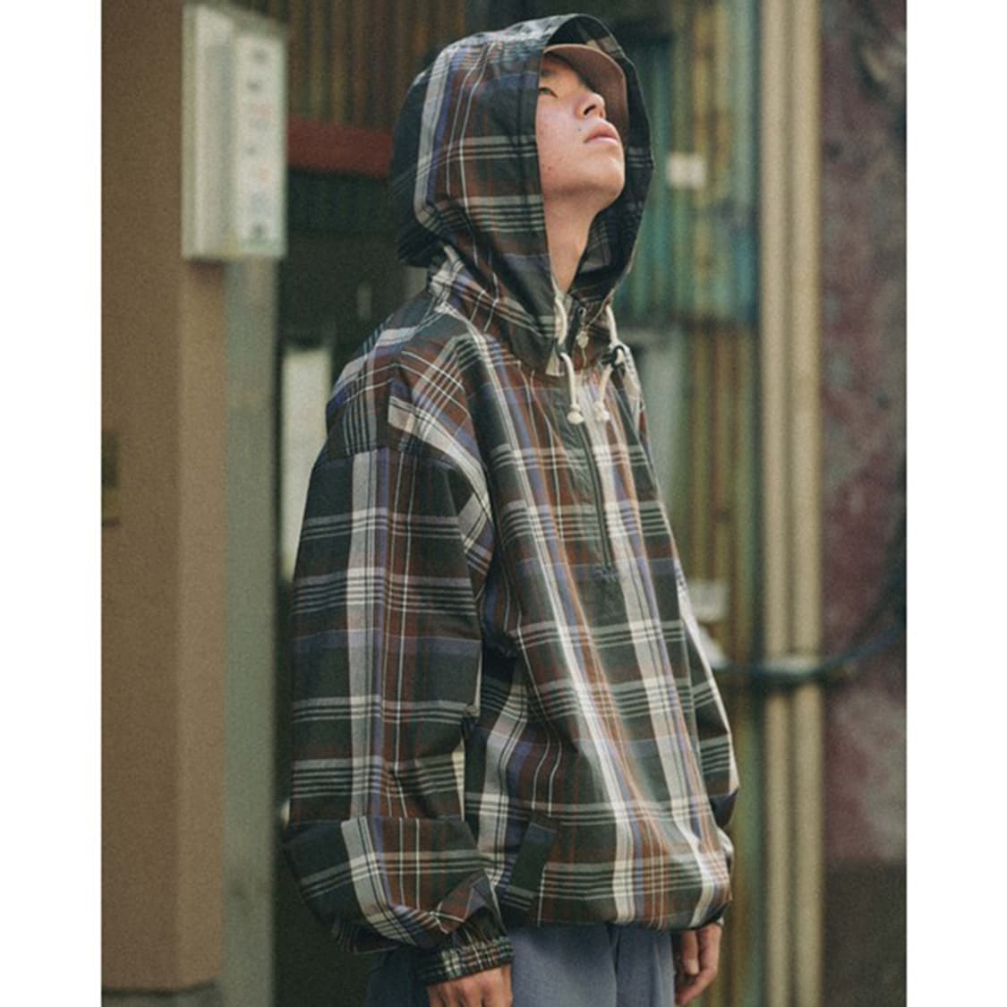 케보즈 KEBOZ Check Half Zip-up Hooded Shirt 상품이미지2