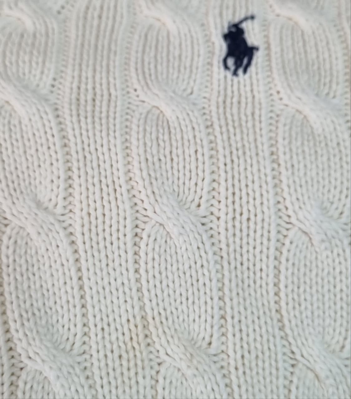 M (66) 폴로 화이트 꽈배기 브이넥 니트 상품이미지4