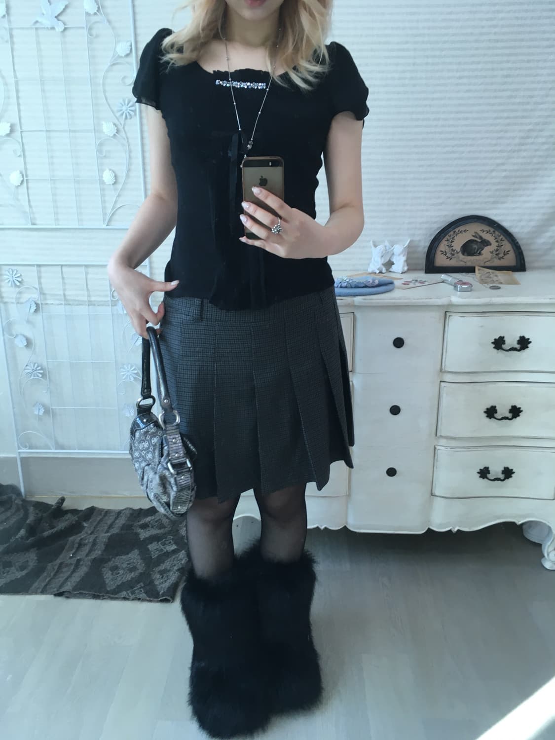 일본빈티지 prideglide 블랙 반팔 블라우스 상품이미지5