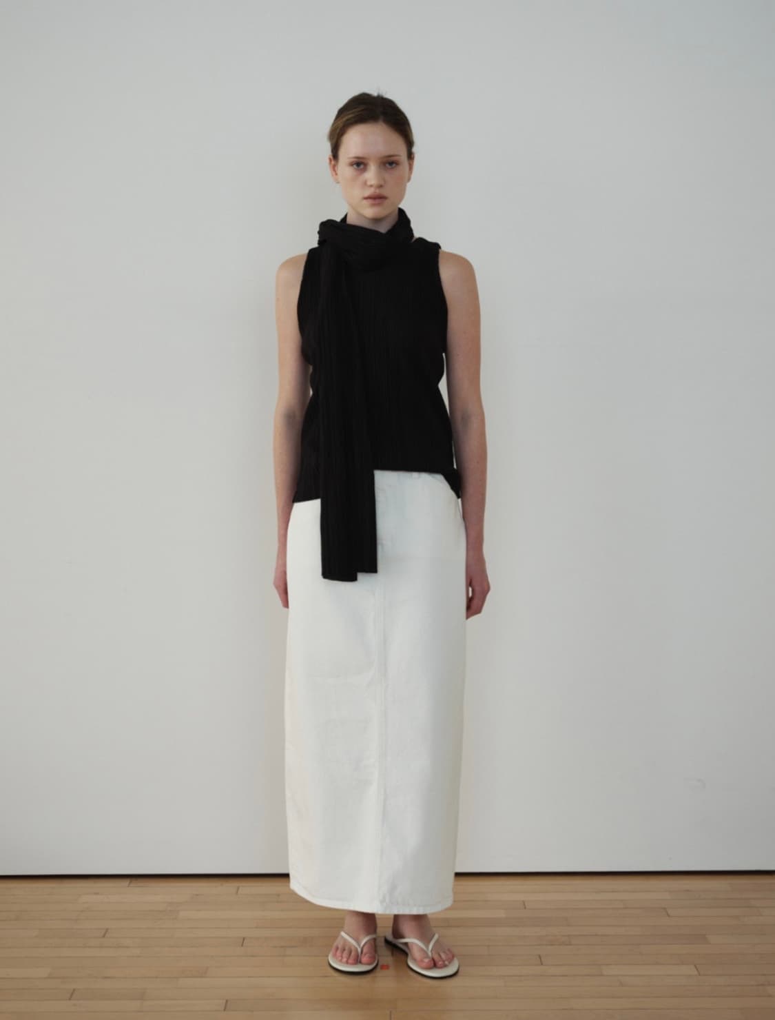 아르토 Pleats Top & Scarf Set_Black 상품이미지1