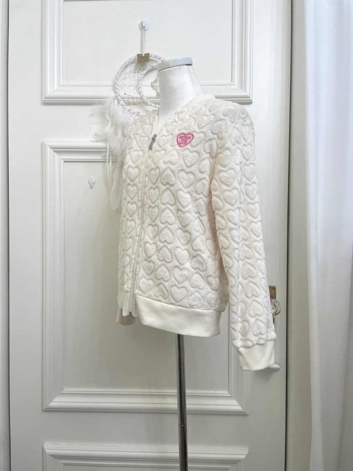 ivory heart pattern fur zip-up 상품이미지2