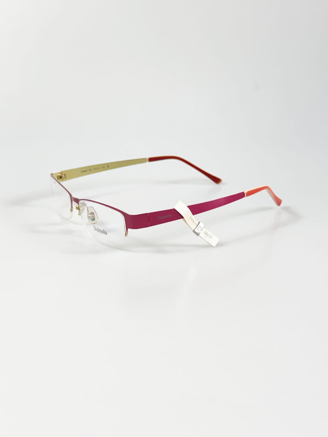 DOMOLU 핑크 골드 메탈 반무테 스퀘어 빈티지 안경 상품이미지3