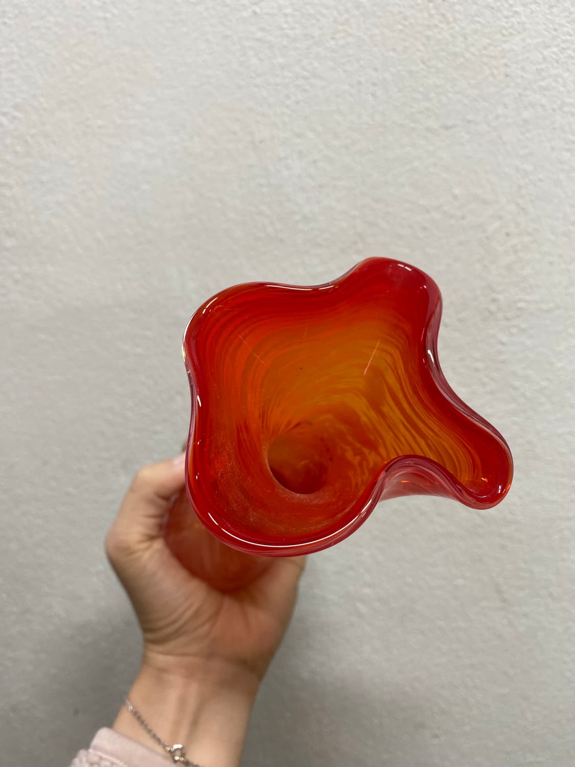 일본 유리공예 화병 마블 레드 상품이미지2