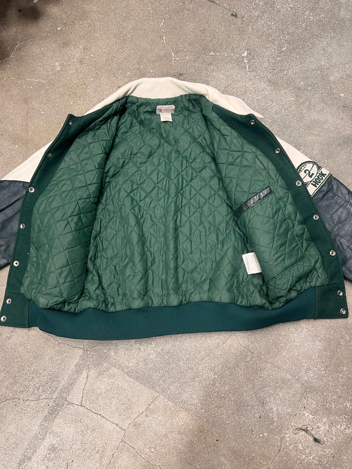 캐나가 빈티지 리얼 레더 울 바시티 자켓 상품이미지5