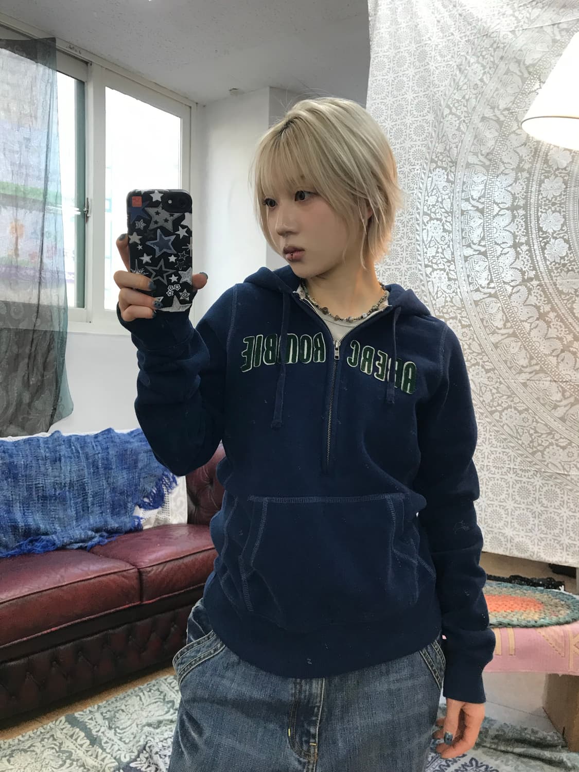 아베크롬비 여성 반집업 기모 후드티  상품이미지1