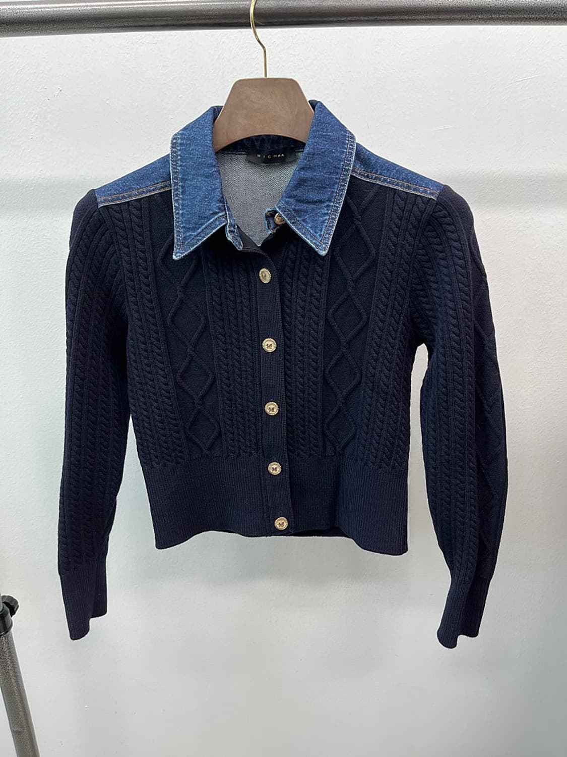 여) 미샤 데님 레이어드 케이블 가디건  상품이미지1