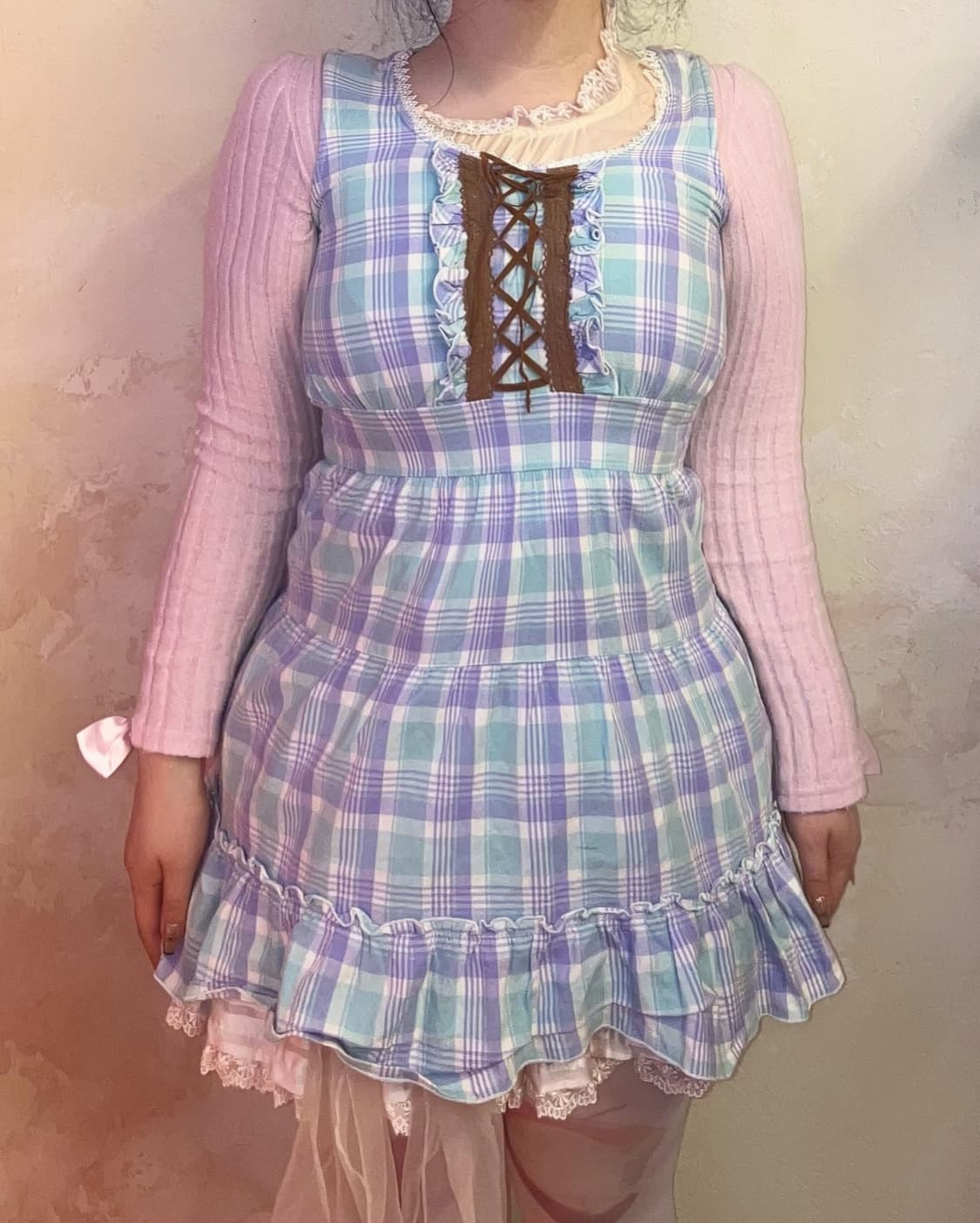 디어마이러브 체크 미니원피스 상품이미지1