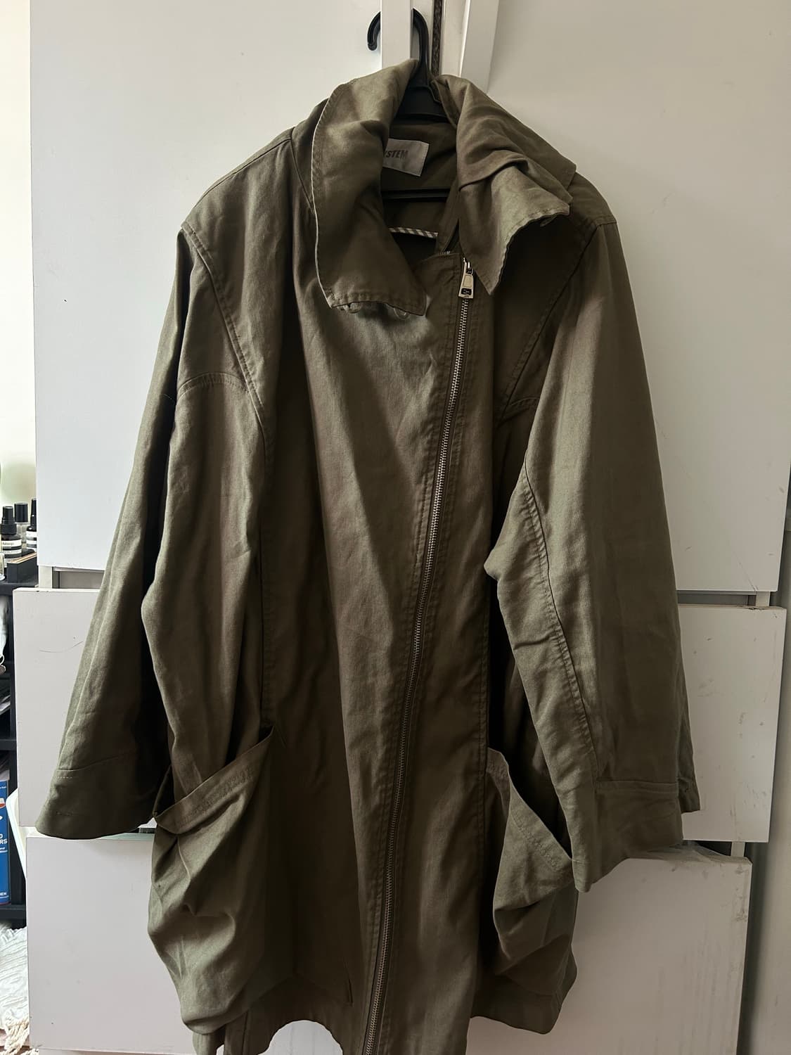 system 비대칭 하이넥 야상 상품이미지1